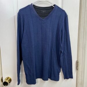 Covington men's layered blue long sleeve v-neck stretch cotton soft knit sweater